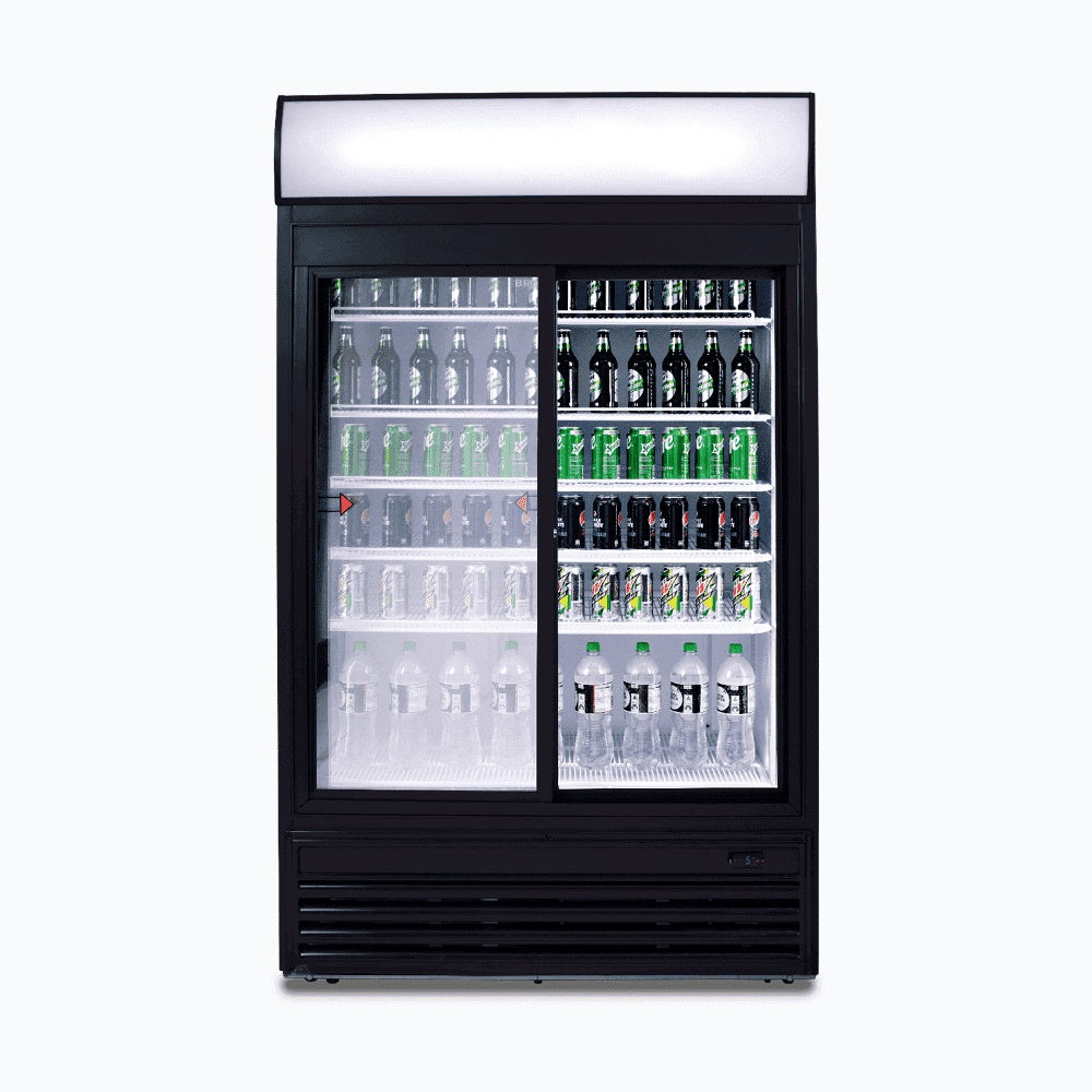 Bromic Upright Display Fridge - 945L - 2 Doors - Sliding - Flat Glass - Lightbox 3735048-NR