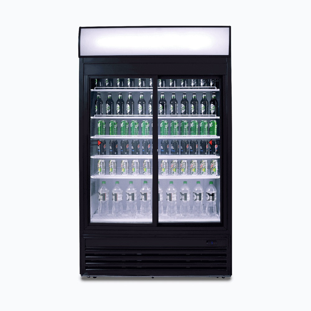 Bromic Upright Display Fridge - 945L - 2 Doors - Sliding - Flat Glass - Lightbox 3735048-NR