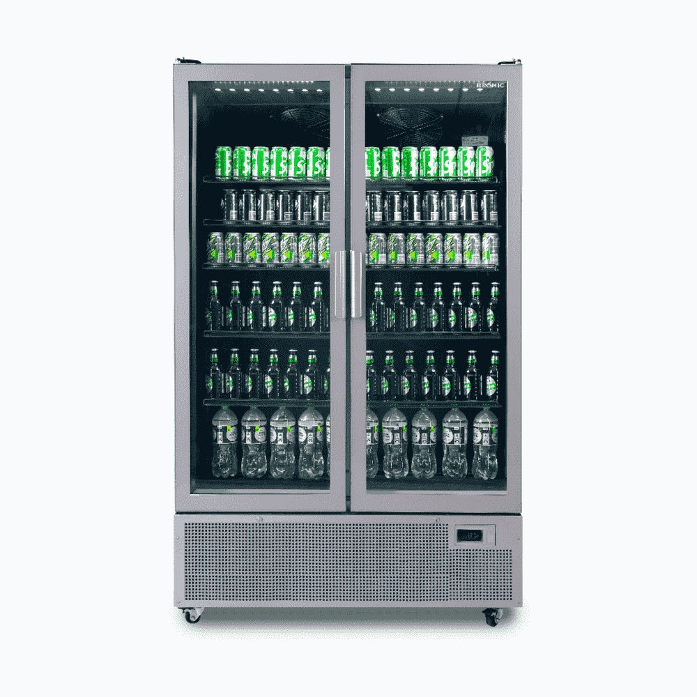 Bromic Upright Display Fridge - 1126L - 2 Door - Flat Glass - Silver 3736236