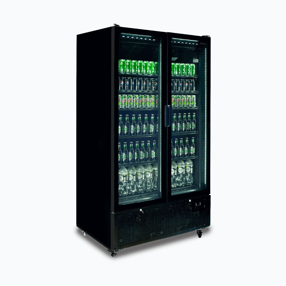 Bromic Upright Display Fridge - 1126L - 2 Door - Flat Glass - Black 3736237
