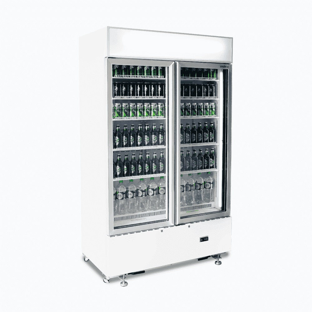 Bromic Upright Display Fridge - 960L - 2 Doors - Flat Glass - Cassette - White 3736250