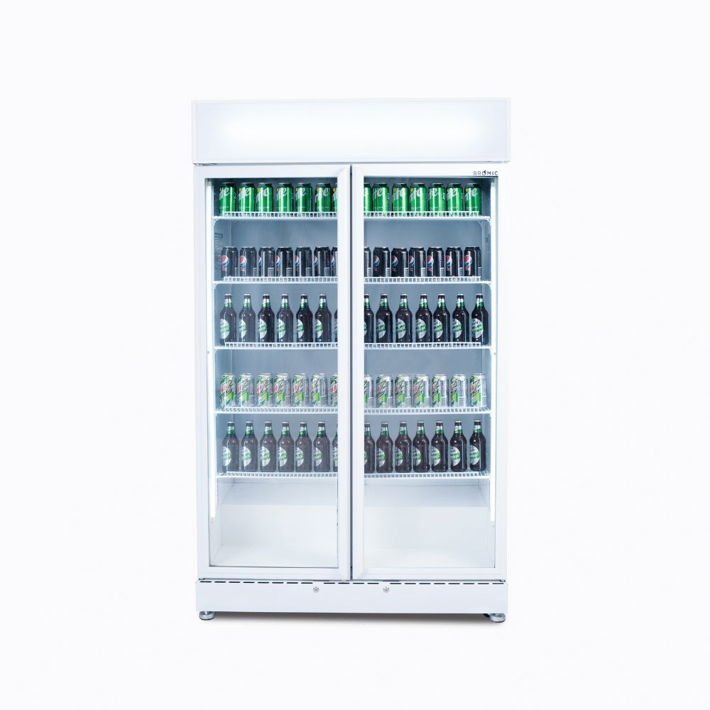 Bromic Upright Display Fridge - 885L - 2 Doors - Flat Glass - White 3736258-NR