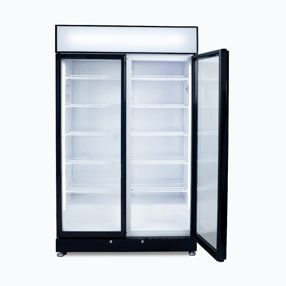Bromic Upright Display Fridge - 885L - 2 Doors - Flat Glass - Black 3736259-NR