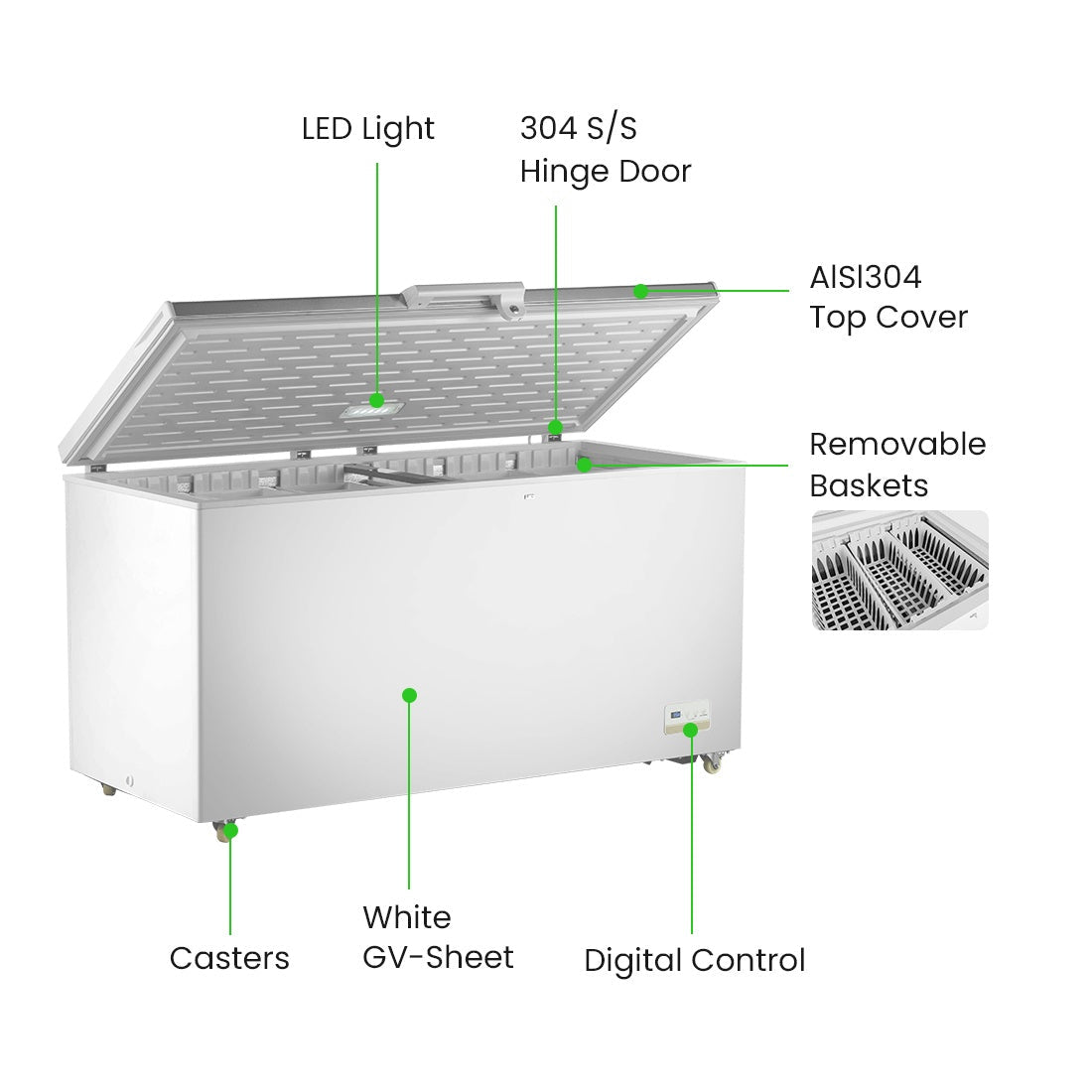 Thermaster 520L Chest Freezer with Stainless Steel Lid - BD520F Thermaster