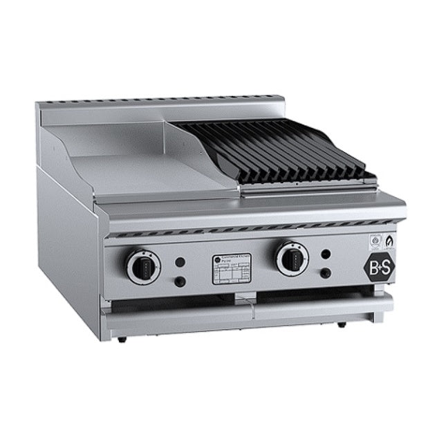B+S Black BT-GRP3-CBR3BM Gas Combination 300mm Grill Plate & 300mm Char Broiler - Bench Mounted Mattys