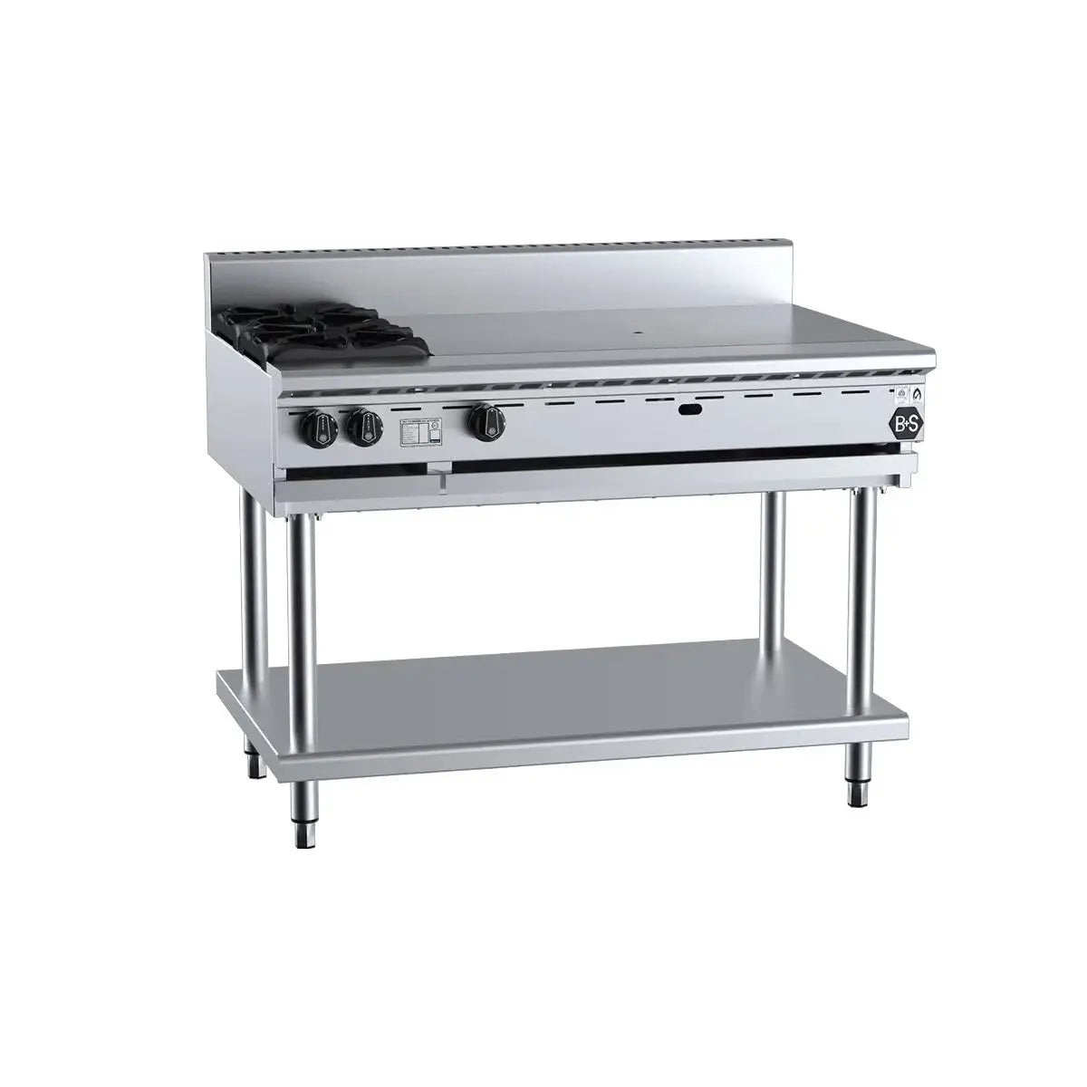 B+S BLACK BT-SB2-TT9 - Combination 2 Open Burners 900mm Target Top On Stand Mattys