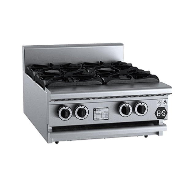B+S Black BT-SB4BM Gas Four Burner Boiling Top - Bench Mounted Mattys