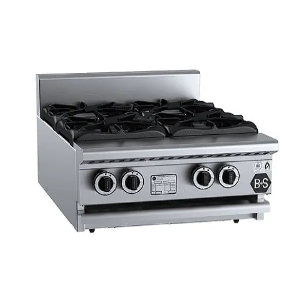 Cook Tops B+S Black Gas Four Burner Boiling - Bench Mounted - BT-SB4BM Mattys