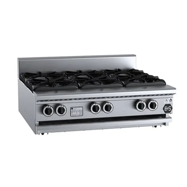 Cook Tops B+S Black Gas Six Burner Boiling - Bench Mounted - BT-SB6BM Mattys