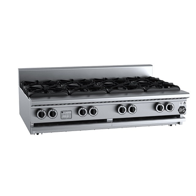 B+S Black BT-SB8BM Gas Eight Burner Boiling Top - Bench Mounted Mattys