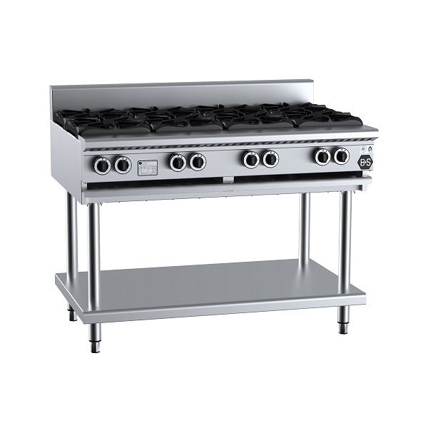 B+S Black BT-SB8 Gas Eight Burner Boiling Top on Leg Stand Mattys