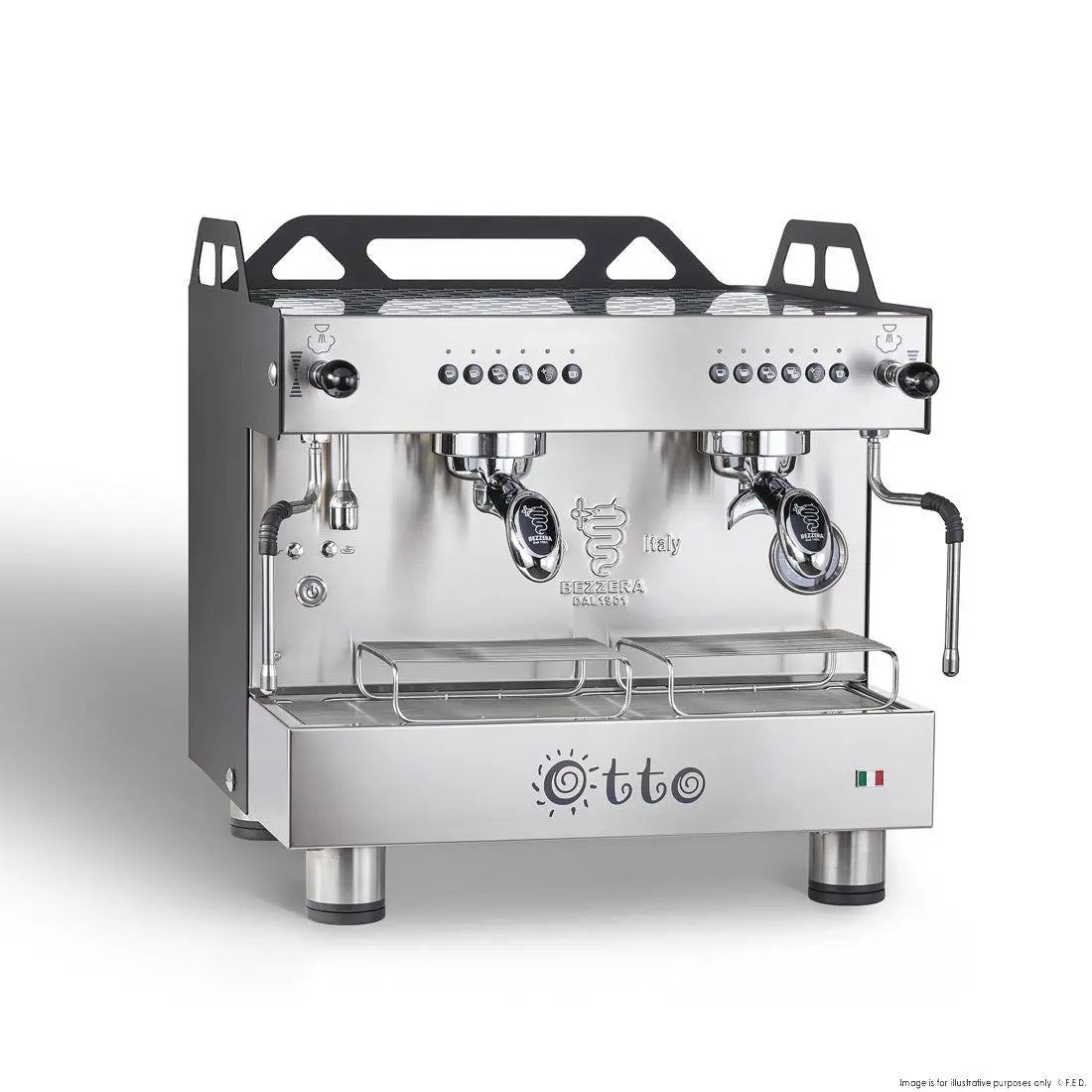 F.E.D. Bezzera OTTO Black Compact 2 Group Espresso Machine BZOTTOCDE2IB1 Mattys