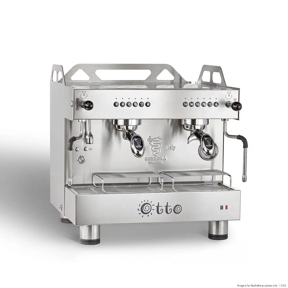 F.E.D. Bezzera OTTO Silver Compact 2 Group Espresso Machine BZOTTOCDE2IS1 Mattys