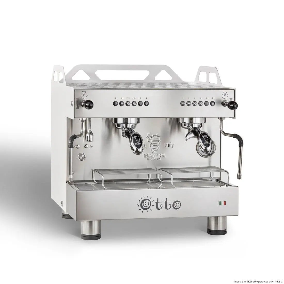 F.E.D. Bezzera OTTO White Compact 2 Group Espresso Machine BZOTTOCDE2IW1 Mattys