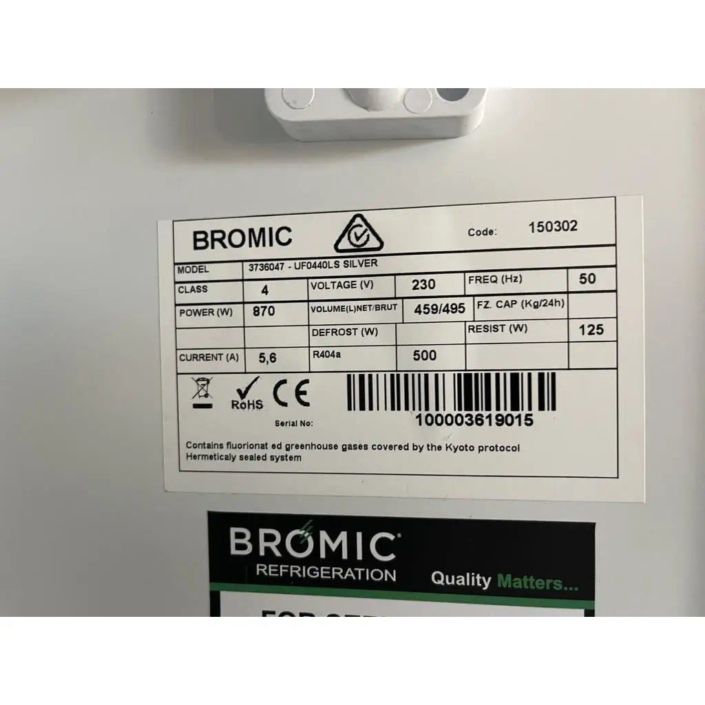 Bromic UF0440LS LED 440L 1 Door Display Freezer Mattys
