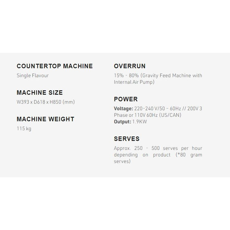 Brullen i91 Pro Single Flavour Countertop Commercial Soft Serve Ice Cream