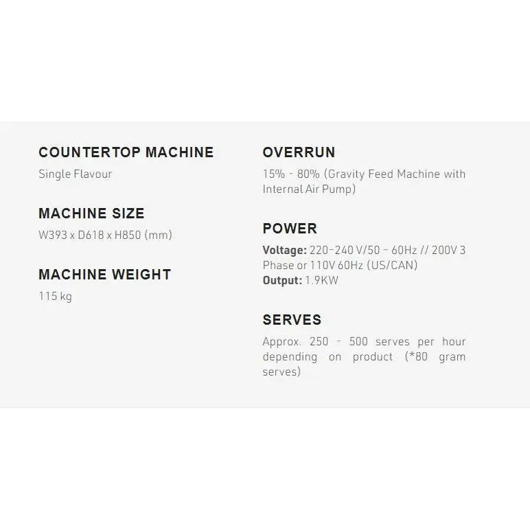 Refrigeration Brullen i91 Pro Single Flavour Countertop Commercial Soft Serve Ice Cream Mattys