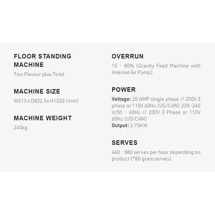 Refrigeration Brullen i95 Pro - 2 Flavour + Twist Floor Standing Ice Cream Machine Mattys