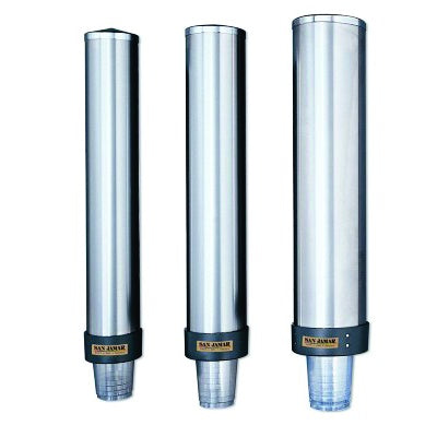 San Jamar | C3500P | Stainless Steel Wall Mount Pull Type Cup Dispenser - 101-123mm DIAM, 950-1360ml Mattys
