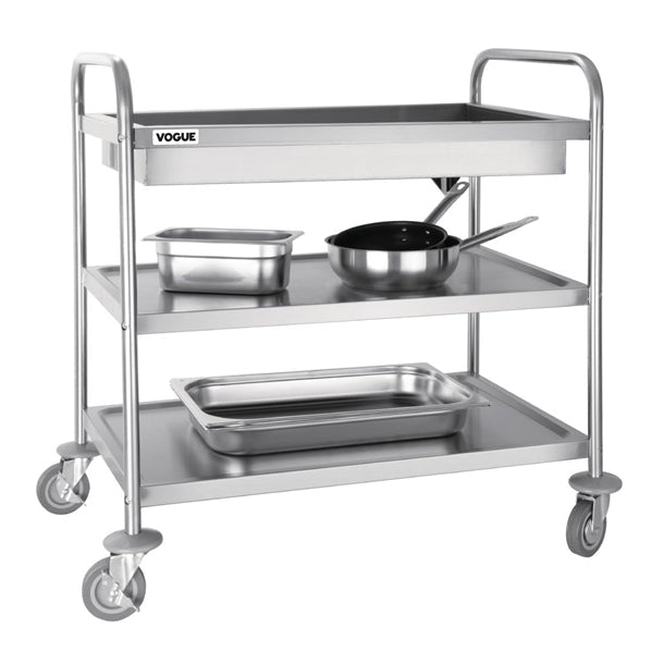 Stainless Steel & Shelving Vogue Stainless Steel 3 Tier Deep Tray Clearing Trolley - CC365 Vogue