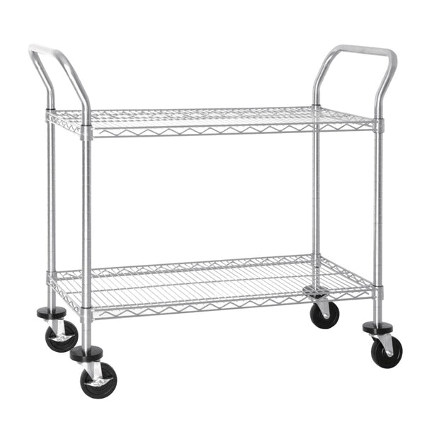 Stainless Steel & Shelving Vogue Chrome 2 Tier Wire Trolley - CC430 Vogue