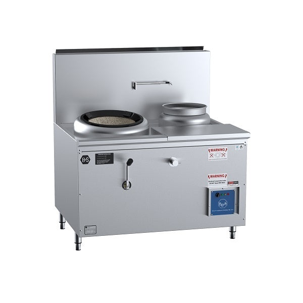 B+S Black CCF-HP1+1R Gas Single Hole Hi Pac Wok with Right Rear Pot & Side Prep Table Mattys