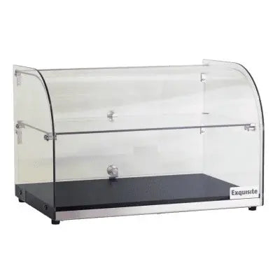 Exquisite CD45-B Two Tiers Curved Glass Ambient Cake Display - Woodgrain Black Colour Mattys