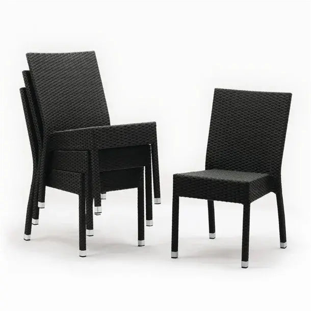 Furniture Bolero Wicker Side Chair Charcoal (Pack 4) - CF159 Mattys