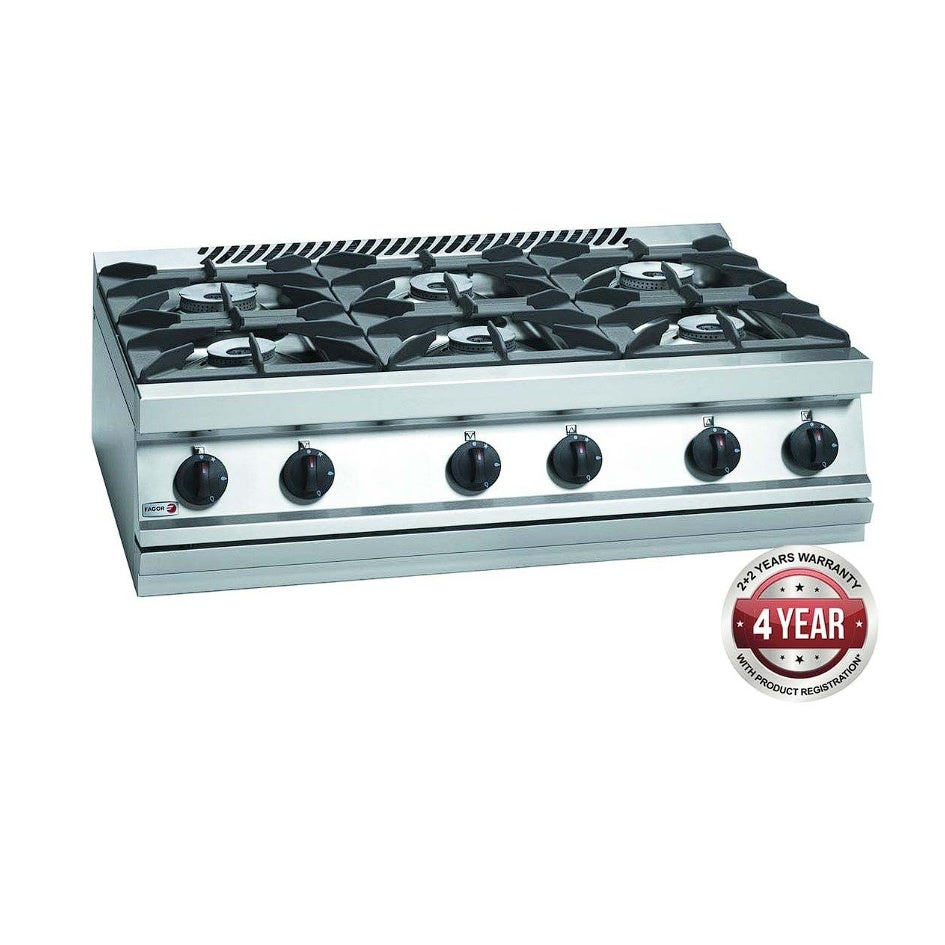 Cook Tops F.E.D. Fagor 700 series natural gas 6 burner SS boiling - CG7-60H Mattys