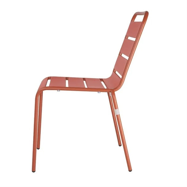 Bolero Terracotta Slatted Steel Side Chairs (Pack of 4) CK063 Mattys