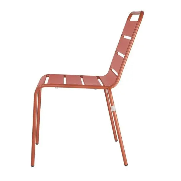 Furniture Bolero Terracotta Slatted Steel Side Chairs (Pack of 4) - CK063 Mattys