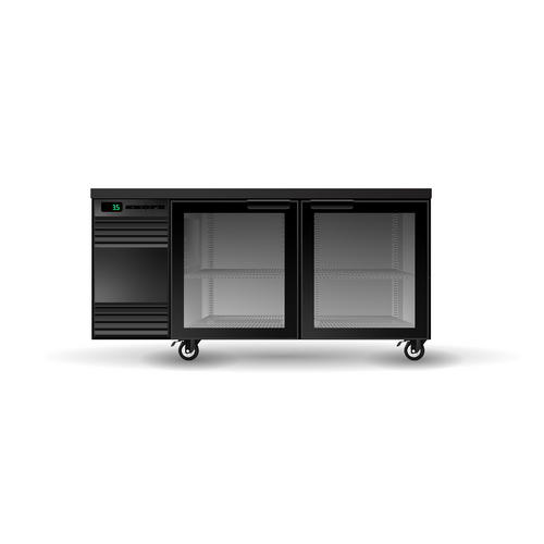 SKOPE BackBar 2 Heated Glass Swing Door CounterLine Fridge CL.2.GSW.Tr-B - Black SKOPE