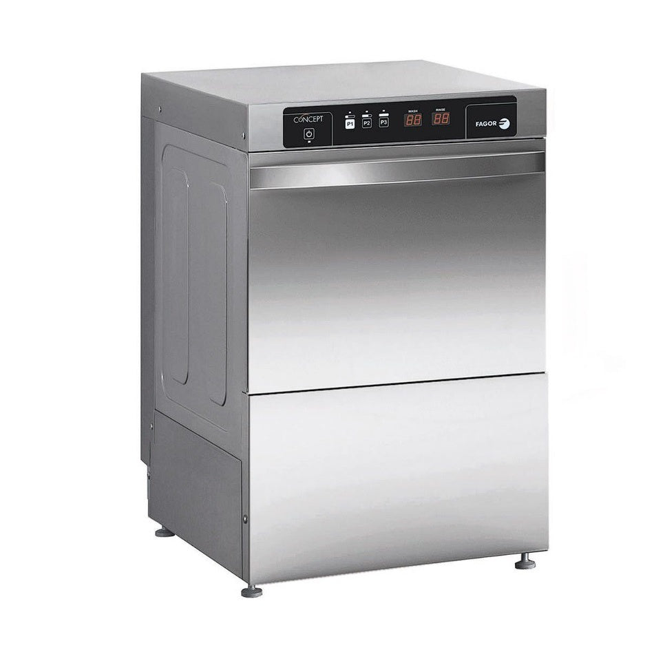 F.E.D. Fagor EVO-CONCEPT glass washer with drain pump and detergent & rinse dispenser cold rinse CO-402BDD Mattys