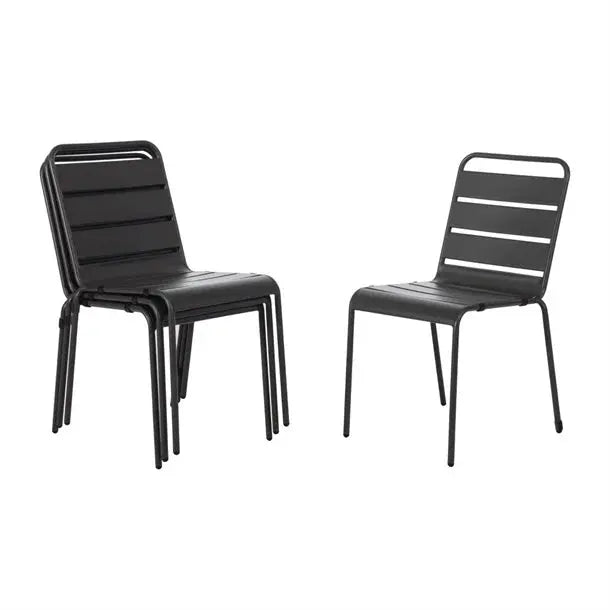 Furniture Bolero Slatted Steel Side Chairs Grey (Pack of 4) - CS727 Mattys