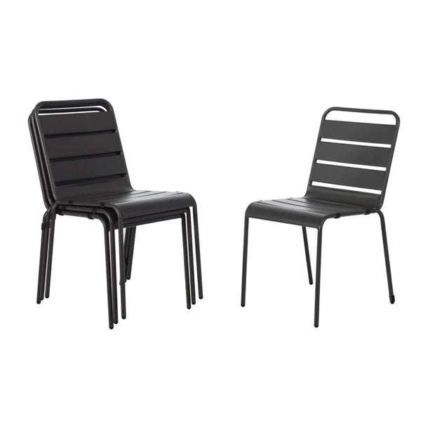 Bolero Slatted Steel Side Chairs Grey (Pack of 4) CS727 Mattys