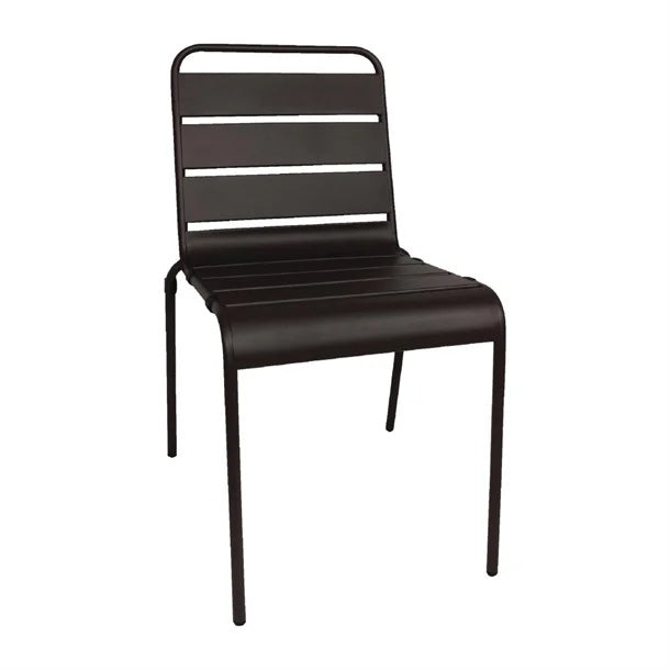 Bolero Black Slatted Steel Side Chairs (Pack of 4) CS728 Mattys