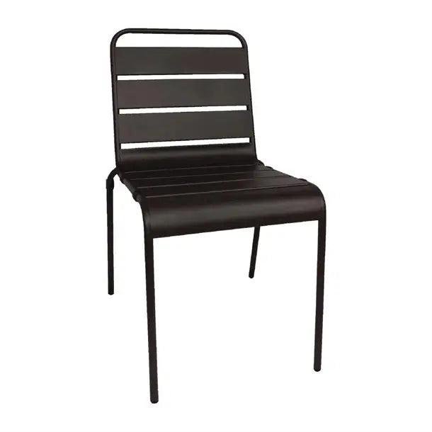 Furniture Bolero Black Slatted Steel Side Chairs (Pack of 4) - CS728 Mattys