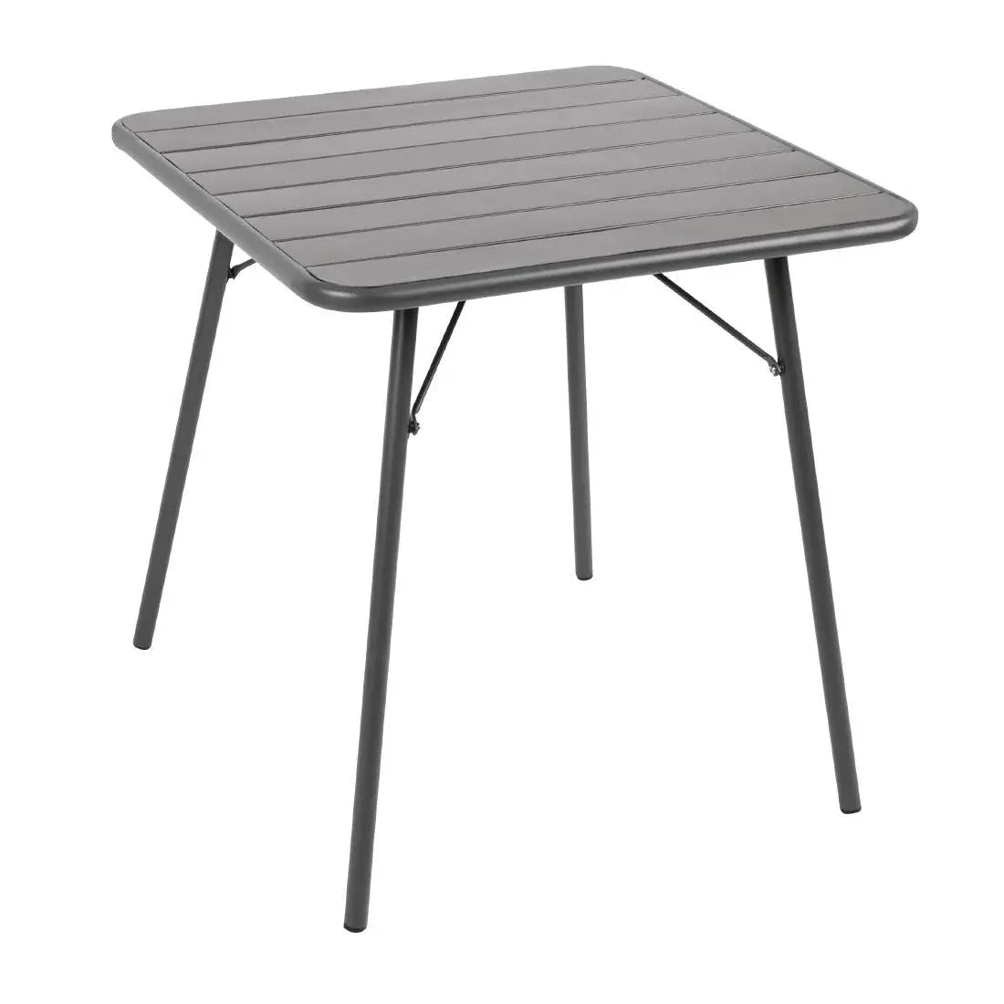 Furniture Bolero Square Slatted Steel Table Grey 700mm - CS730 Mattys