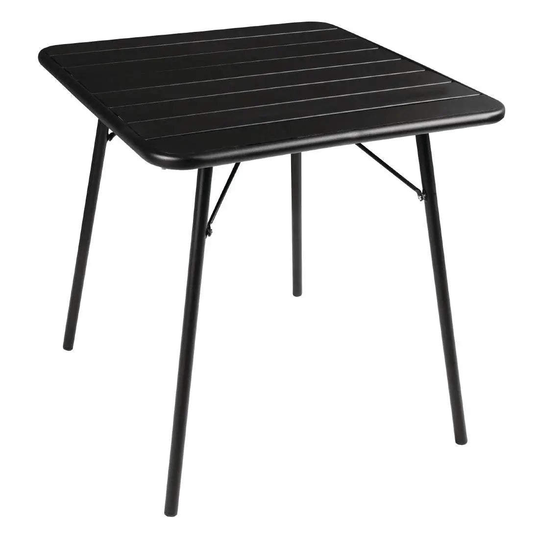 Furniture Bolero Square Slatted Steel Table Black 700mm - CS731 Mattys