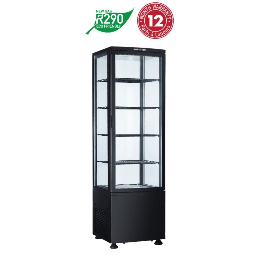 Exquisite CTD280 Black Four Sided Glass Upright Display Refrigerators Mattys