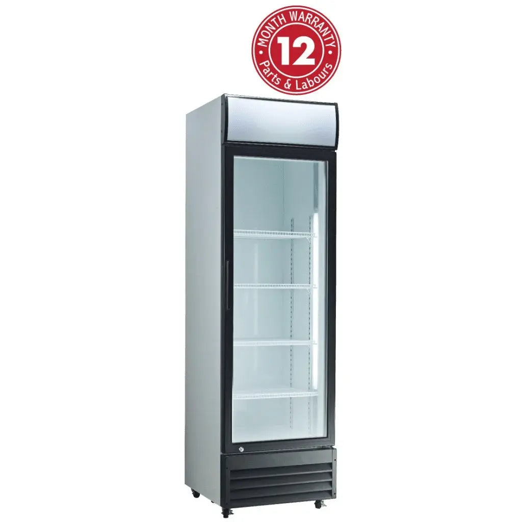EXQUISITE DC400P White/Black Single Door Display Fridge - 400 Litre Mattys