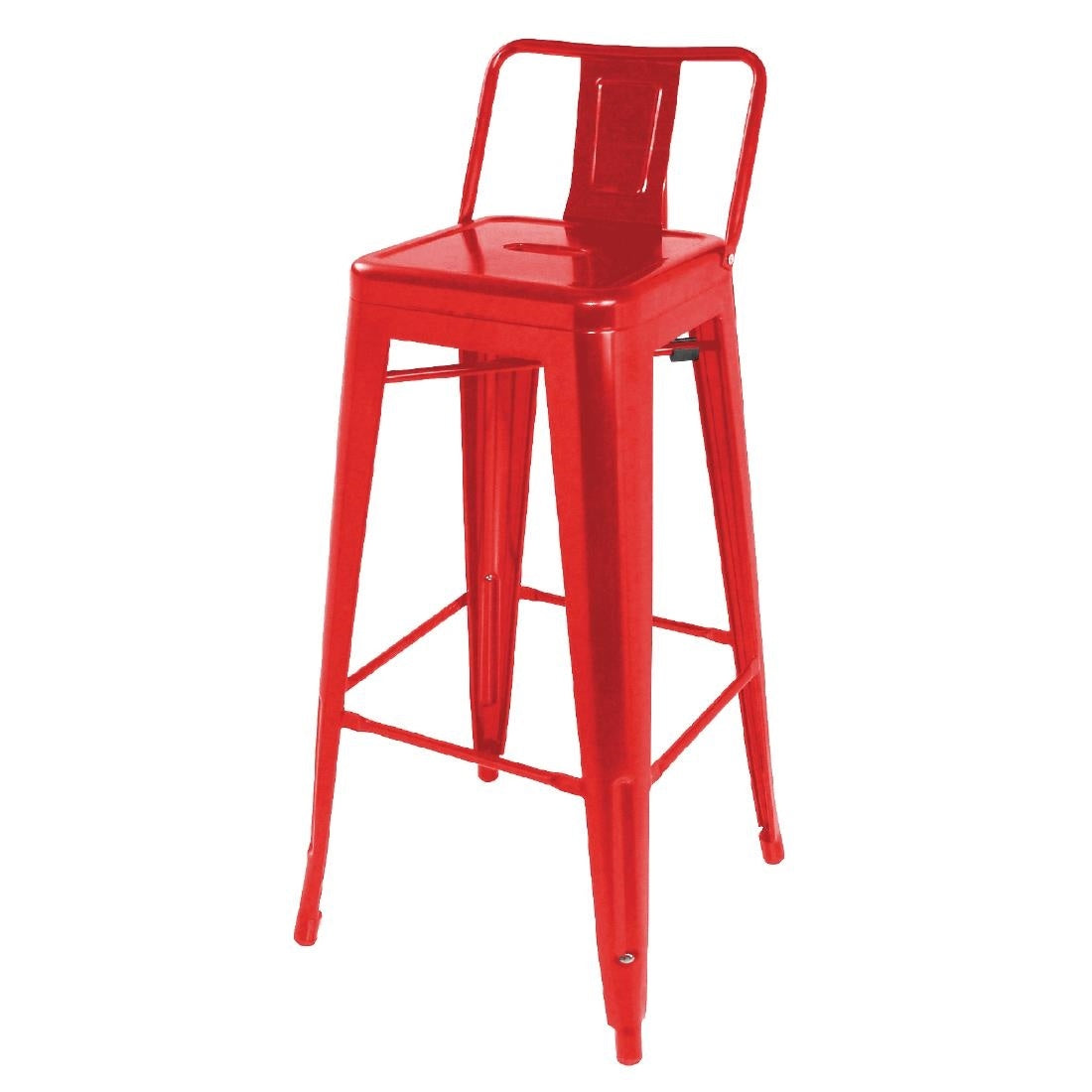 Bolero High Metal Bar Stools with Back Rests Red (Pack of 4) - DL872 Mattys