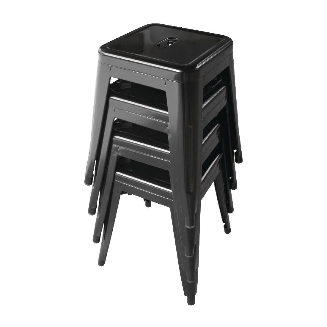 Bolero Low Metal Bar Stools Black (Pack of 4) - DL880 Mattys