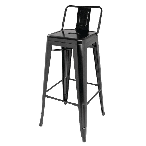 Shelving Bolero High Metal Bar Stools with Back Rests Black (Pack of 4) - DL882 Bolero
