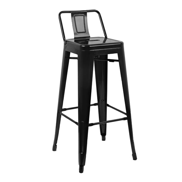Shelving Bolero High Metal Bar Stools with Back Rests Black (Pack of 4) - DL882 Bolero