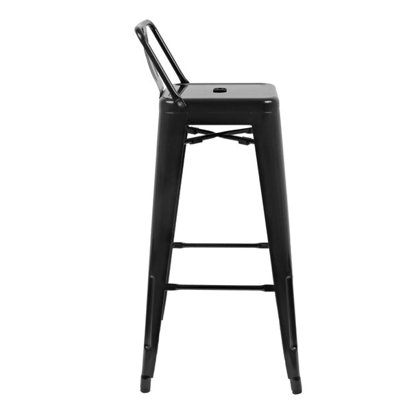 Shelving Bolero High Metal Bar Stools with Back Rests Black (Pack of 4) - DL882 Bolero