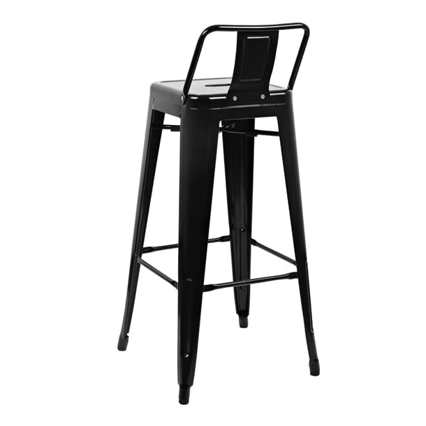 Shelving Bolero High Metal Bar Stools with Back Rests Black (Pack of 4) - DL882 Bolero