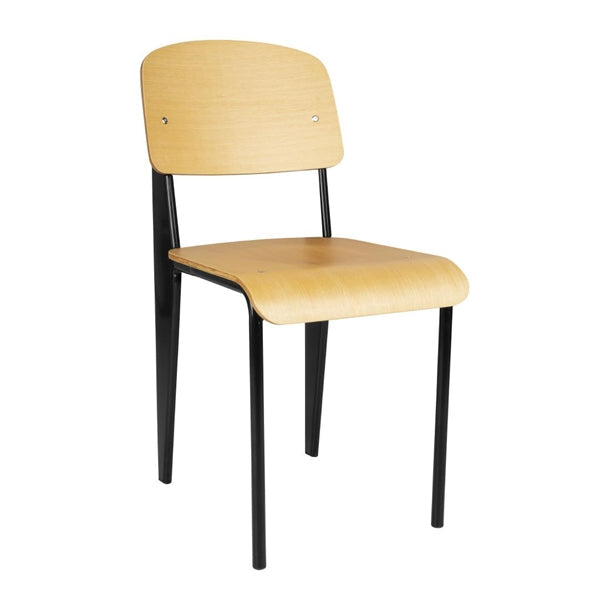 Shelving Bolero Wooden Dining Chairs with Black Steel Frame (Pack of 4) - DM338 Bolero