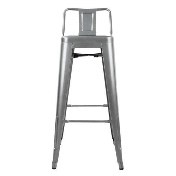 Dishwashing Bolero High Metal Bar Stools with Back Rests Gun Metal Grey (Pack of 4) - DM935 Bolero