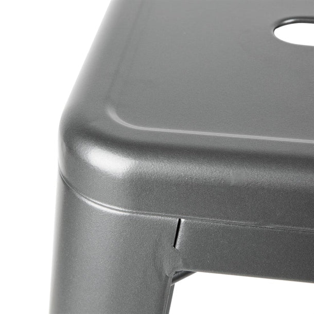 Dishwashing Bolero High Metal Bar Stools with Back Rests Gun Metal Grey (Pack of 4) - DM935 Bolero